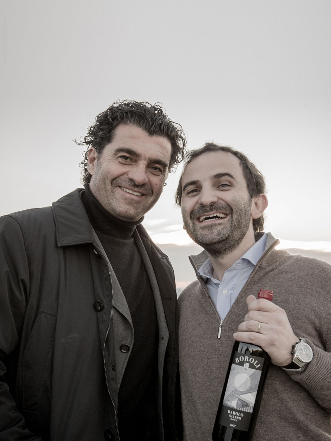Alberto Tomba enjoying Barolo Boroli wine